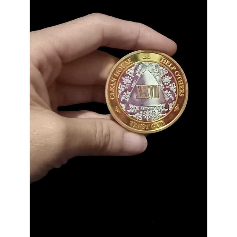 MYRECOVERYSTORE Silver & Gold 1-60 Years Alcoholics Anonymous Medallion AA