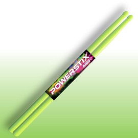 Powerstix colorful drumsticks for kids, Durable and light, specially designed for both electronic drums and acoustic drums for kids (BIG STARS UV GREEN)