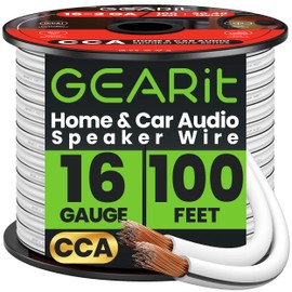 16AWG Speaker Wire, GearIT Pro Series 16 Gauge Speaker Wire Cable (100 Feet / 30.48 Meters) Great Use for Home Theater Speakers and Car Speakers, White