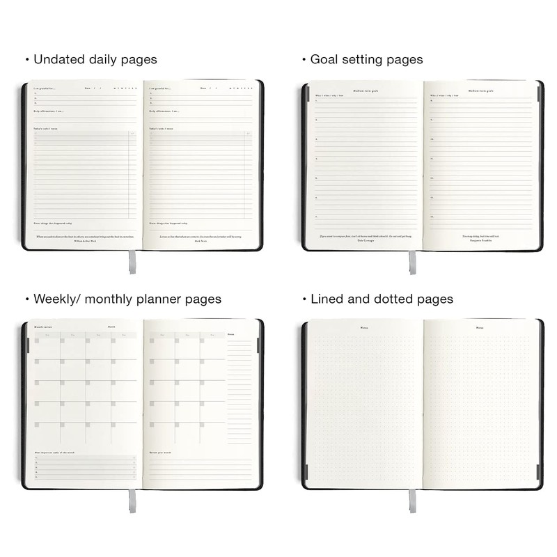 Mal Paper Daily Goal Setter Planner - Grey, 6 Month