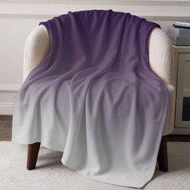 Purple Gray Fleece Throw Blanket Gradient Soft Cozy Throw Blankets for Couch Sofa Microfiber Blanket Throws Lightweight Fluffy Warm Plush Decorative Bed Blankets 40x50 Inch
