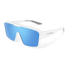 ROCKBROS Sunglasses, Over Sunglasses, Over Sunglasses, Sunglasses, Polarized UV400, UV Protection, Lightweight, For Bicycling, Golf, Driving, Fishing, Sports, Men and Women (White Frame/Blue Lenses)