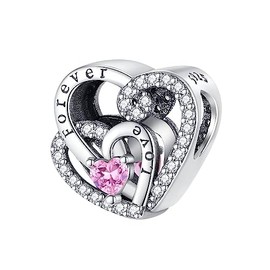 BEEUVIP Forever Love you heart Charm 925 Sterling Silver Bead for Charm Bracelets and Necklaces,Jewelry Gifts Women