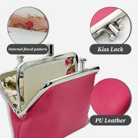 WisePoint Coin Purse, PU Leather Change Pouch Small Coin Purses for Women and Girls, Portable Coin Pouch with Kiss Lock for Change, Keys, Earrings, Mini Lipsticks (Black)