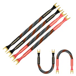 UCINNOVATE 4 Pieces 7.5 inches (19 cm) Speaker Jumper Cables HIFI Speaker Cables 24k Gold Plated Pure Copper Plugs, Flexible, Easy to Use, Improves Sound Quality