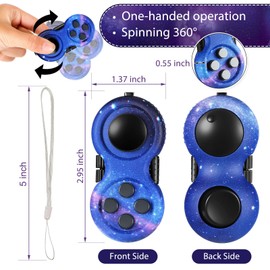 2 Pieces Fidget Pad Sensory Fidgets Controller Pad Handheld Fidget Game Pad Sensory Educational Toy for ADHD ADD OCD Autism Anxiety Stress Relief (Starry Purple and Starry Blue Style)