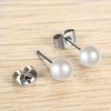 Flongo Women's Pearl Stud Earrings 3-8 mm Silver Black White