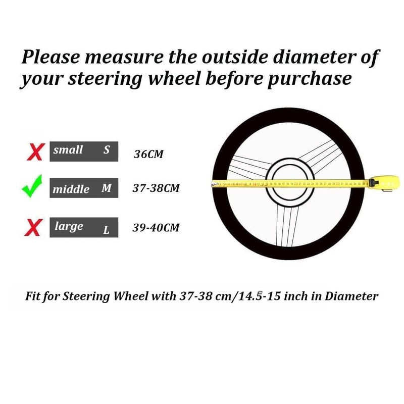 AUTOXBERT 3Pcs Cow Print Steering Wheel Cover Set 15Inch Wheel
