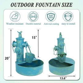Metal Solar Bird Bath Fountain with Backup Battery, Solar Water Fountain