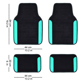 CAR PASS Waterproof Universal Fit Car Floor Mats, Teal Car Mats Fit for SUV,Vans,sedans, Trucks ,Set of 4pcs Car Carpet for Women(Black with Mint)