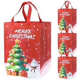 4Pack Large Christmas Gifts Bags Multipack,DXTXTJ 18 * 31 * 41cm Christmas Wrapping Bags, Red Green Christmas Bags for Presents Christmas Party