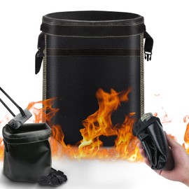 NBEUCA Fire Extinguishing Bag, Charcoal Storage Bag, 13.8 x 11.8 inches (35 x 30 cm), Charcoal Handling Bag, Camping, Non-irritating, Portable, Charcoal Bag, Large Capacity, Heat Resistant, Waterproof, Fireproof, Easy Storage, Compact Fiberglass Bag (Fir