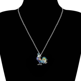 DOWAY Enamel Chicken Necklace Pendant Chain Jewellery Gifts for Women Girls, enamel, Sandstone