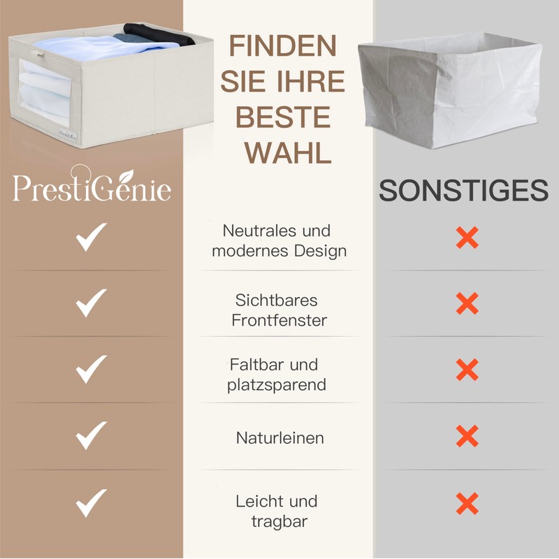 Prestigénie - Clothes Storage Boxes, 2 Pack Canvas Storage Basket