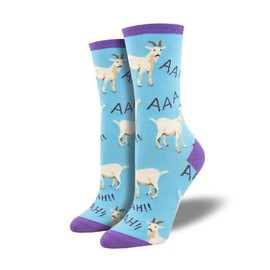 Socksmith Calcetines para mujer, cabras gritando, Azul / Patchwork, Talla única