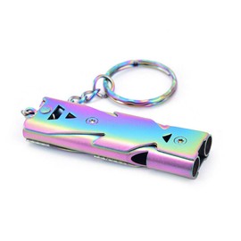 SuperglockT Stainless Steel Emergency Whistle with Lanyard According to Signal Whistle Waterproof Mini Trainer Whistle 150 Decibels for Emergency Survival Outdoor Football, multicoloured