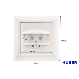 Huber Motion 180° Motion Detector, White, Recessed, Flush-Mounted, Energy-Efficient
