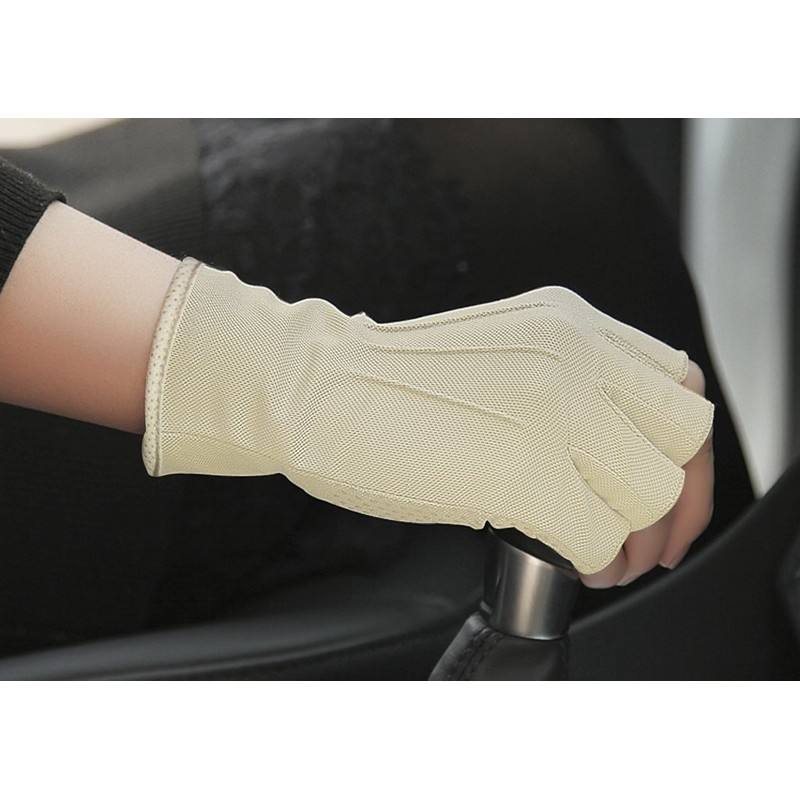LYING Fingerless Gloves, UV Protection, Men's, Thin, Fingerless Type, Driving,