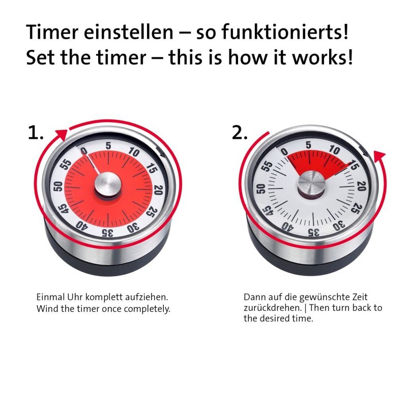 Westmark 109022E3 2 Manual Compact Stainless Steel Futura Timer (Pack