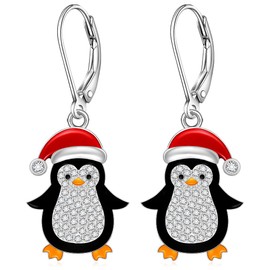 Penguin Earrings for Women Penguin Christmas Earrings Dangle 925 Sterling Silver Animal Jewelry Holiday Gifts