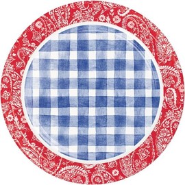 Creative Converting Paisley and Plaid Picnic Paper Plates, 8 Count
