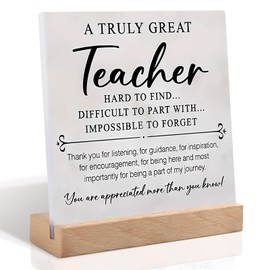 lao1 Teachers Gift for Women Men,Acrylic Plaque Teachers Gifts, Gifts for Teacher Christmas Gifts, Acrylic Plaque with Wooden Base, Thank You for Leaving Retirement, Cards, Appreciation Presents