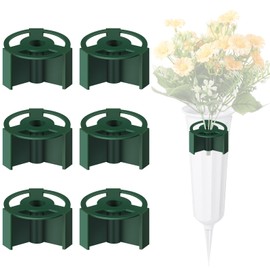Domensi 6 Pcs Cemetery Vase Inserts Plastic Cemetery Flower Holder for Grave 2.17 Inch 4 Hole Cylindrical Small Vase Inserts Reusable Flower Holder for Headstone Decoration, Keeping Floral in Place