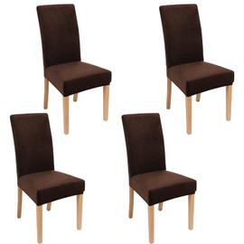 smiry Velvet Stretch Dining Room Chair Covers Soft Removable Dining Chair Slipcovers Set of 4, Coffee
