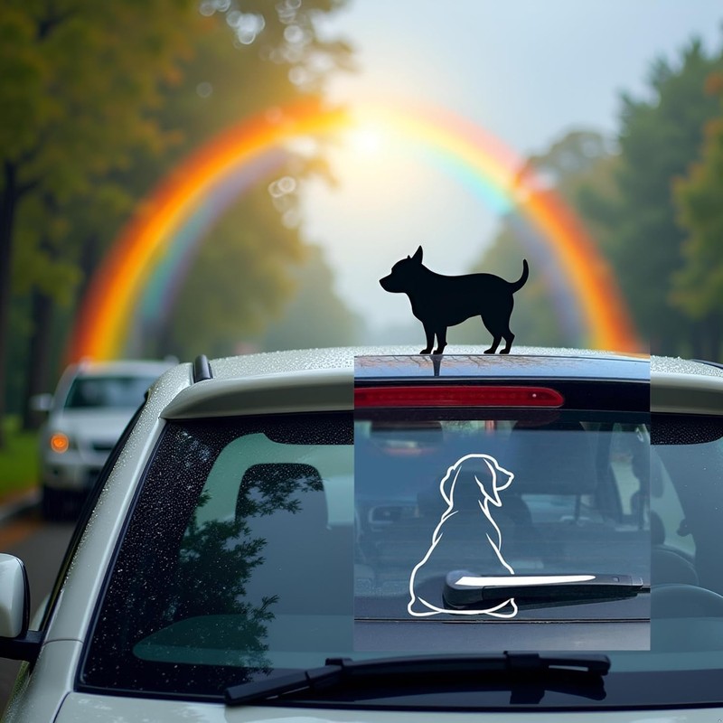 White Funny Dog Moving Tail Decal Windshield Wiper Sticker Cute