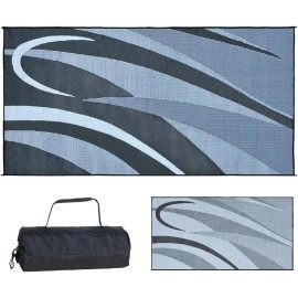 Stylish Camping GB1 8 X 16-Feet RV Reversible Graphic Patio Mat, Black/Silver