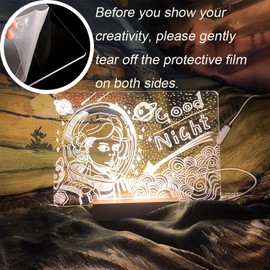 Acrylic Dry Erase Board, Includes 11.8 "* 7.87" Acrylic Dry Erase boardX2（Thin and Thick ） 1 Luminous Brackets and 6 Color pens，Mother's Day, Father's Day and Children's Day Presents