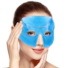 ICEHOF Augenmaske kühlend - Angenehmes Obermaterial, mit Aufbewahrungsbeutel - Kühlbrille mit hochwertigem Gel - Effektiv Stirn bis Wange - Migräne Augen-Kühlmaske Gesicht Migränebrille