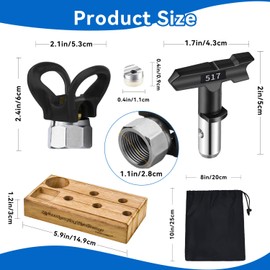 Every Family-Reversible Spray Tips，Airless Spray Tips，Airless Spray Gun Nozzle, Tip Guard and Wooden Airless Spray Tip Organizer. (5pcs-211,313,415,517,623)