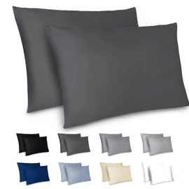 Dreamzie Cushion Cover 40 x 70 cm, Set of 2 - Pillowcases 40 x 70 cm, Dark Grey with Soft Microfibre Zip, 40 x 70 cm Pillow Cover