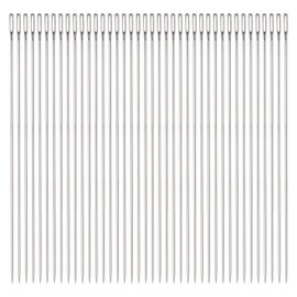 HARFINGTON 40Pcs Large Eye Sewing Needles 5.91in Leather Needle Embroidery Long Straight Hand Needles Easy to Thread Stainless Steel for Darning