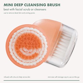 EcoTools Mini Facial Cleansing Brush, Infused with Citrus, Best with Facial Cleanser & Scrubs, Reduces Redness & Brightens Skin, 2 Pack