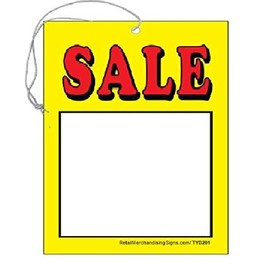 TYD201 Sale Elastic Knotted Price Sale Tags with Strings Red and Yellow Business Store Signs Pack of 100 (2 3/4" x 3 1/2")