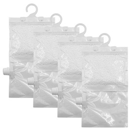 POFET Set of 4 Hanging Dehumidifier Bags for Indoor Cabinets, Ideal for Stoping Moisture, Mould and Condensation, for Wardrobe, Bedroom, Kitchen, Garage, Office, Basement, etc
