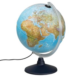 Idena Illuminated Globe with Double Image Desk Mat Plastic with Two Pockets World Map, 30 cm