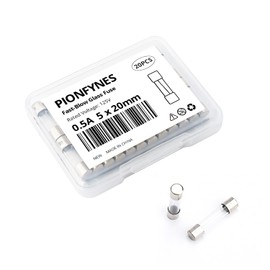 PIONFYNES (Pack of 20) 0.5A Fast-Blow Fuse 0.5Amp 125V Glass Fuses 0.2 x 0.78 inch/5 x 20 mm (0.5Amp)(F0.5AL, 125V)