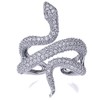 Sterling Silver Statement Ring Healing Protection Snake CZ Pave Adjustable