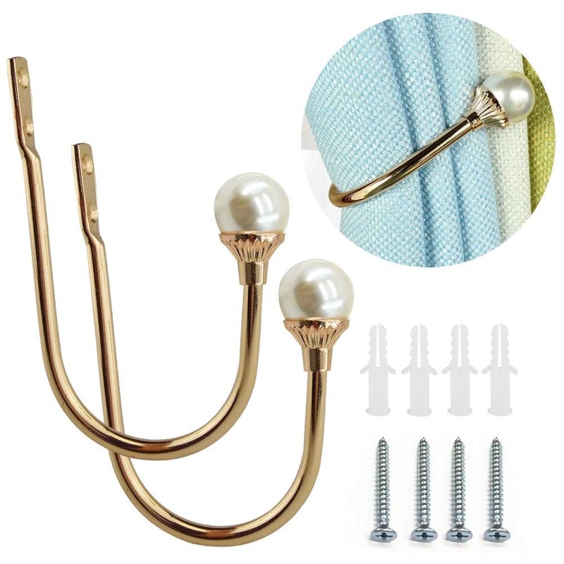 Coolnice 4 Pack Curtain Holdbacks Wall Mounted Curtain Tiebacks Hooks