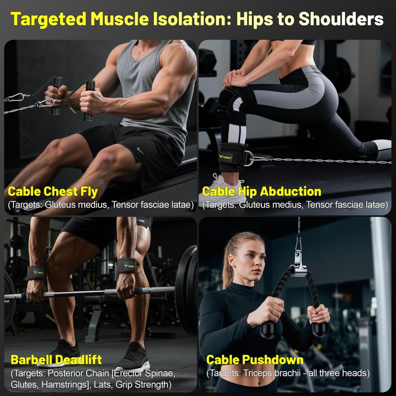 Cable Attachments for Gym, LAT Pulldown & Cable Machine Attachment