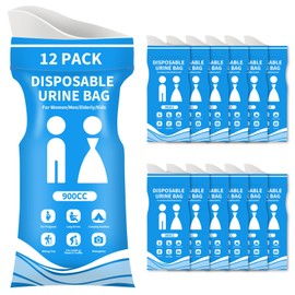 Disposable Urine Bags 12 Pcs, 900ML Pee Bags for Travel for Women and Men, Emergency Vomit Bag Car Emesis Throw up Barf Bag Portable Toilet Urinals for Camping Road Trip Traffic Pregnant Patient Kids