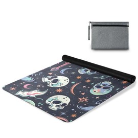 Large Yoga Mat for Women Men Anti-Tear Fashionable Magic Skull Head Non Slip Foldable Exercise Mat for Home Yoga, Pilates & Floor Exercises Eco Rubber Workout Mat with Storage Bag 71" x 26"