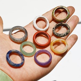 oasymala Natural Healing Crystal Agate Meditation Ring for Men or Women, Stone, No Gemstone