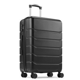20 Inch Carry-On Luggage, Hard Shell Rolling Suitcase with TSA Lock, Expandable Lightweight Luggage with Spinner Wheels, Black