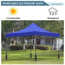Pop Up Canopy Tent,10x10 Pop Up Canopy, 420D Oxford Waterproof Silver Coating Canopy Tent 10x10 for Sun Shade Wedding Instant Air Exhibits or Outdoor Events with Dressed Legs and Carring Bag,Blue