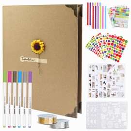 DIY Photo Album, Cowhide Colour Scrapbook Photo Book for DIY with 60 Black Pages, DIY Photo Albums, Photo Album for Baby, Family, Birthday, Travel, Anniversary, Gift