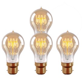 YDJoo B22 A19 Edison Light Bulb 60 Watt, Dimmable A60 Antique Vintage Old Fashioned B22 Base Incandescent Light Bulbs Amber Warm White 2300k 120v(4 Pack)